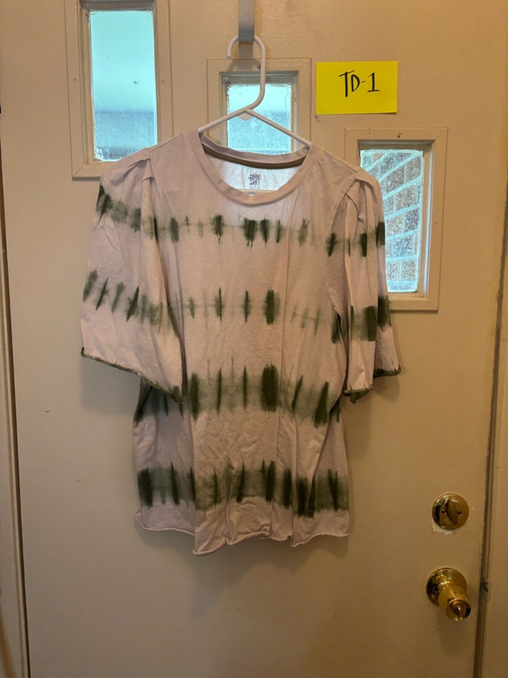 Matilda Jane tie -Dye Short Sleeve Tee in White and Green - Puff Sleeve shirt